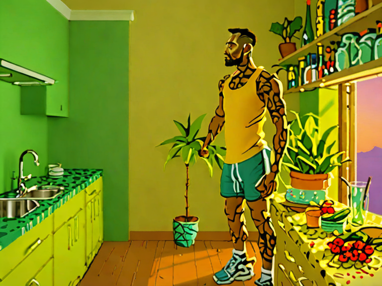 Man in kitchen